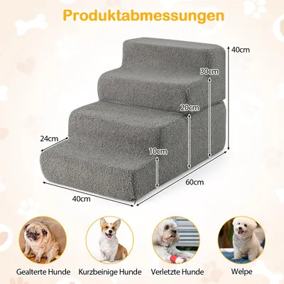 GIANTEX Hundetreppe, 4 Stufen, Rutschfest, Aus Weichem Fleece, Waschbar GIANTEX Hundetreppe, 4 Stufen, Rutschfest, Aus Weichem Fleece, Waschbar