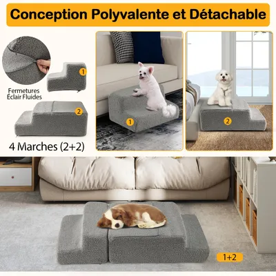 GIANTEX Escalier pour Chiens 4 marches Antidérapant Polaire Douce Lavable