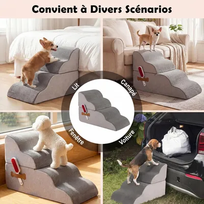 GIANTEX Escalier Chien 4 Marches, 50cm, Mousse, Housse Lavable.