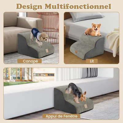 GIANTEX Escalier pour Chiens 2 marches Antidérapant en Mousse Souple