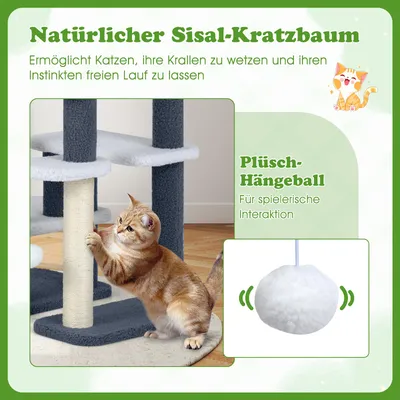 GIANTEX 151 cm XXL-Kratzbaum mit 7 Sisal-Kratzstämmen GIANTEX 151 cm XXL-Kratzbaum mit 7 Sisal-Kratzstämmen