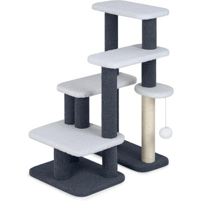 GIANTEX Escalier Chat 4 étapes 62x41 cm Sisal, Balle, Charge 15 kg, Grimper