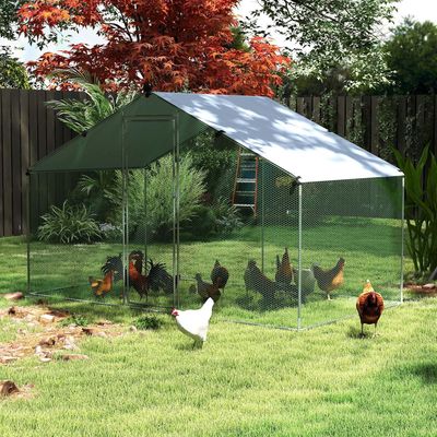 GIANTEX Poulailler pour Poules,Lapins 3 x 2 x 2 m en Acier Galvanisé