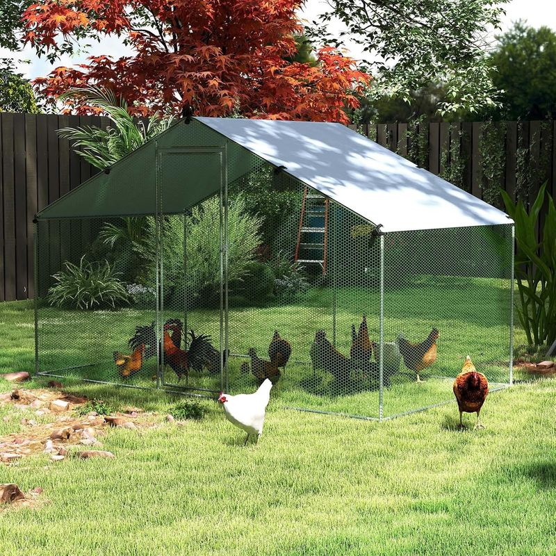 GIANTEX Poulailler pour Poules,Lapins 3 x 2 x 2 m en Acier Galvanisé
