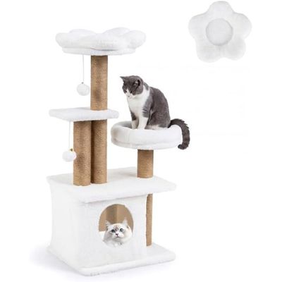 GIANTEX Arbre Chat 96 cm 5 Niveaux, Fleur, Nichoir, 3 Sisal, Pompons, Balle