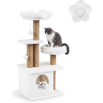 GIANTEX Arbre Chat 96 cm 5 Niveaux, Fleur, Nichoir, 3 Sisal, Pompons, Balle