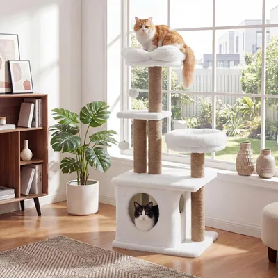 GIANTEX Arbre Chat 96 cm 5 Niveaux, Fleur, Nichoir, 3 Sisal, Pompons, Balle