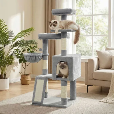 Feandrea Arbres à chat avec Maison et Panier, Griffoir, Hauteur 136 cm