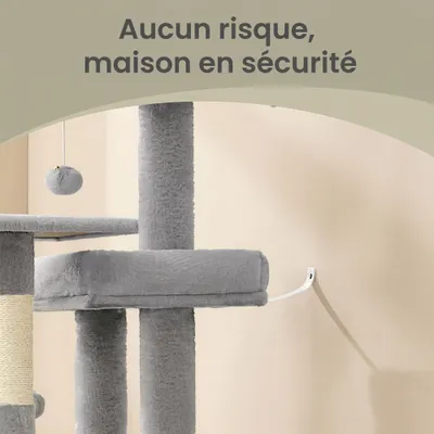 Feandrea Arbres à chat avec Maison et Panier, Griffoir, Hauteur 136 cm