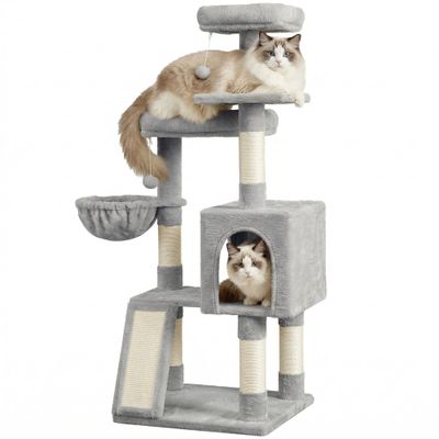 Feandrea Arbres à chat avec Maison et Panier, Griffoir, Hauteur 136 cm