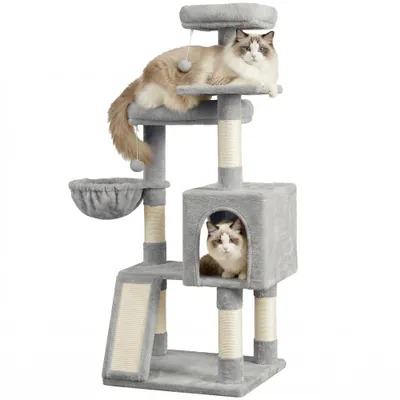 Feandrea Arbres à chat avec Maison et Panier, Griffoir, Hauteur 136 cm