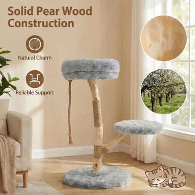 Goplus Holz-Kratzbaum, Jute-Pfosten, Plüschsitze, Mehrstöckiger Katzenbaum Goplus Holz-Kratzbaum, Jute-Pfosten, Plüschsitze, Mehrstöckiger Katzenbaum