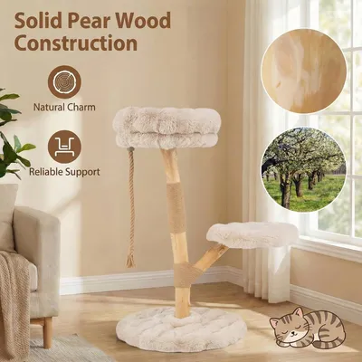 Goplus Holz-Kratzbaum, Jute-Pfosten, Plüschsitze, Mehrstöckiger Katzenbaum Goplus Holz-Kratzbaum, Jute-Pfosten, Plüschsitze, Mehrstöckiger Katzenbaum