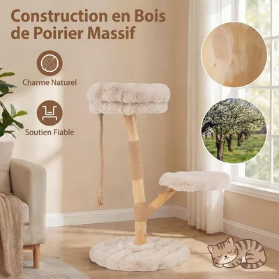 GIANTEX Arbre Chat Bois 50x50 cm, Sisal, Perchoir, Corde, Plateforme