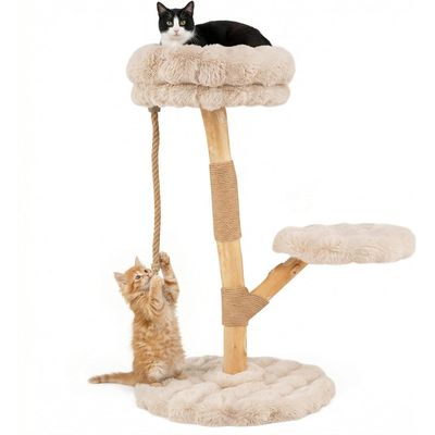 GIANTEX Arbre Chat Bois 50x50 cm, Sisal, Perchoir, Corde, Plateforme
