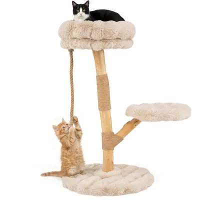 Goplus Holz-Kratzbaum, Jute-Pfosten, Plüschsitze, Mehrstöckiger Katzenbaum Goplus Holz-Kratzbaum, Jute-Pfosten, Plüschsitze, Mehrstöckiger Katzenbaum