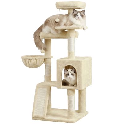 Feandrea Arbres à chat avec Maison et Panier, Griffoir, Hauteur 136 cm