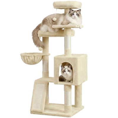 Feandrea Arbres à chat avec Maison et Panier, Griffoir, Hauteur 136 cm