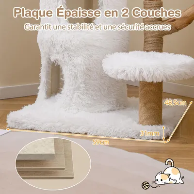 GIANTEX Arbre Chat XXL 93 cm, Bois, Niche, 3 Plateformes, 3 Griffoirs Jute GIANTEX Arbre Chat XXL 93 cm, Bois, Niche, 3 Plateformes, 3 Griffoirs Jute