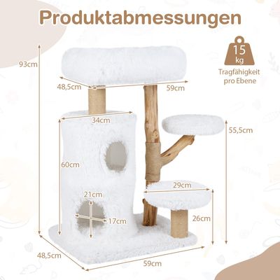 Giantex Holz Katzenbaum Mit Höhlen, Plattformen Und Jute-Kratzpfosten