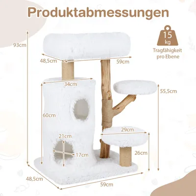 Giantex Holz Katzenbaum Mit Höhlen, Plattformen Und Jute-Kratzpfosten Giantex Holz Katzenbaum Mit Höhlen, Plattformen Und Jute-Kratzpfosten