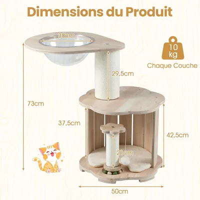 GIANTEX Arbre à Chat 73 cm, Condo, Capsule, 2 Sisal, Balles, Coins Arrondis
