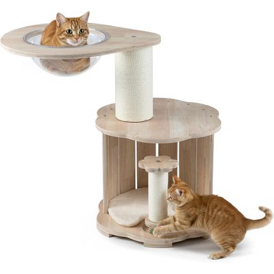 GIANTEX Arbre à Chat 73 cm, Condo, Capsule, 2 Sisal, Balles, Coins Arrondis