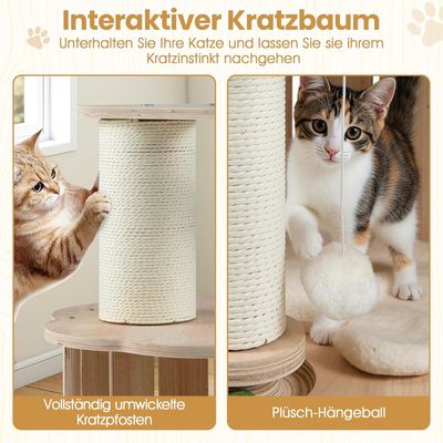 Giantex Kleiner Katzenbaum Mit Höhle, Plattform,Kratzsäulen Und Spielbällen