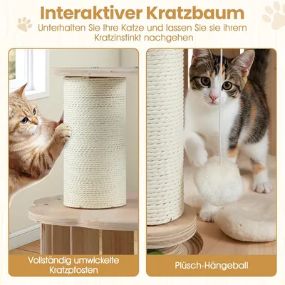 Giantex Kleiner Katzenbaum Mit Höhle, Plattform,Kratzsäulen Und Spielbällen Giantex Kleiner Katzenbaum Mit Höhle, Plattform,Kratzsäulen Und Spielbällen