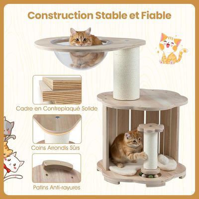 GIANTEX Arbre à Chat 73 cm, Condo, Capsule, 2 Sisal, Balles, Coins Arrondis