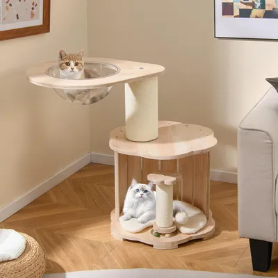 Giantex Kleiner Katzenbaum Mit Höhle, Plattform,Kratzsäulen Und Spielbällen Giantex Kleiner Katzenbaum Mit Höhle, Plattform,Kratzsäulen Und Spielbällen