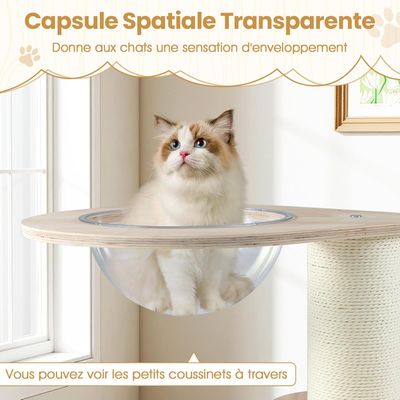 GIANTEX Arbre à Chat 73 cm, Condo, Capsule, 2 Sisal, Balles, Coins Arrondis