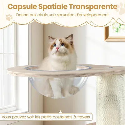 GIANTEX Arbre à Chat 73 cm, Condo, Capsule, 2 Sisal, Balles, Coins Arrondis