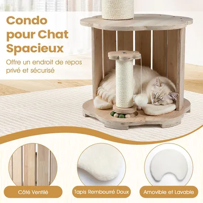 GIANTEX Arbre à Chat 73 cm, Condo, Capsule, 2 Sisal, Balles, Coins Arrondis GIANTEX Arbre à Chat 73 cm, Condo, Capsule, 2 Sisal, Balles, Coins Arrondis