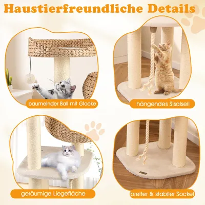 Giantex Katzenbaum Mit Sisalsäulen, Plattform, Katzennest Und Spielzubehör Giantex Katzenbaum Mit Sisalsäulen, Plattform, Katzennest Und Spielzubehör