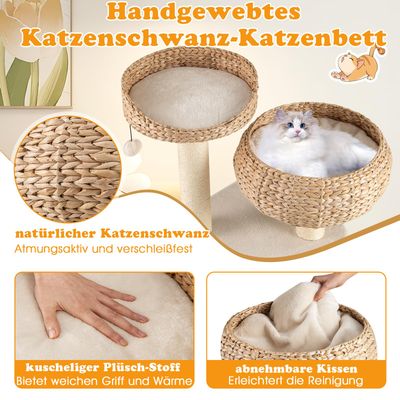 Giantex Katzenbaum Mit Sisalsäulen, Plattform, Katzennest Und Spielzubehör