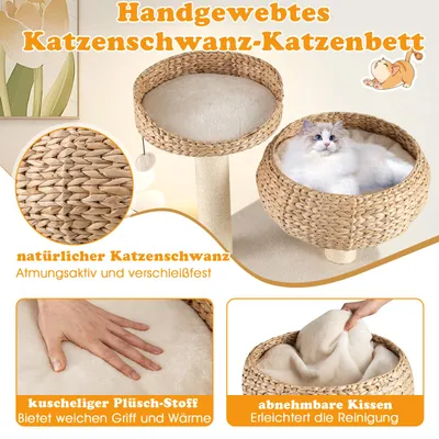 Giantex Katzenbaum Mit Sisalsäulen, Plattform, Katzennest Und Spielzubehör Giantex Katzenbaum Mit Sisalsäulen, Plattform, Katzennest Und Spielzubehör