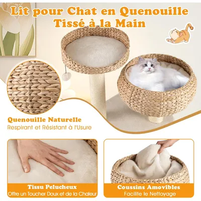 GIANTEX Arbre Chat 104 cm, 4 Niveaux, Tige Massette, Niche, Sisal, Balles