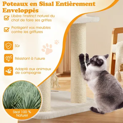 GIANTEX Arbre Chat 104 cm, 4 Niveaux, Tige Massette, Niche, Sisal, Balles GIANTEX Arbre Chat 104 cm, 4 Niveaux, Tige Massette, Niche, Sisal, Balles