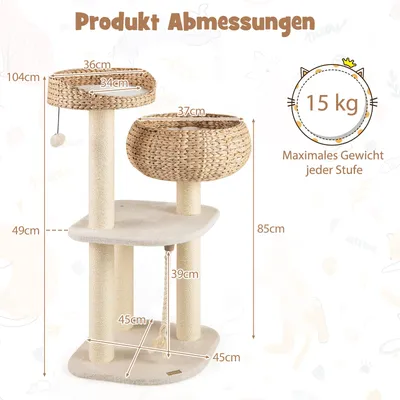Giantex Katzenbaum Mit Sisalsäulen, Plattform, Katzennest Und Spielzubehör Giantex Katzenbaum Mit Sisalsäulen, Plattform, Katzennest Und Spielzubehör