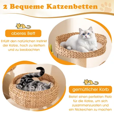 Giantex Katzenbaum Mit Sisalsäulen, Plattform, Katzennest Und Spielzubehör Giantex Katzenbaum Mit Sisalsäulen, Plattform, Katzennest Und Spielzubehör