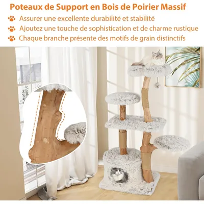 GIANTEX Arbre Chat 135 cm, 5 Niveaux, Sisal, Fleur, Condo, Balle GIANTEX Arbre Chat 135 cm, 5 Niveaux, Sisal, Fleur, Condo, Balle