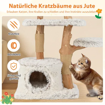 Giantex Klettermöbel Mit Holzpfosten, Katzenhaus, Plattform Und Spielkugel Giantex Klettermöbel Mit Holzpfosten, Katzenhaus, Plattform Und Spielkugel
