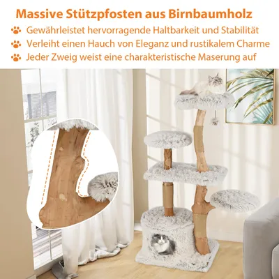 Giantex Klettermöbel Mit Holzpfosten, Katzenhaus, Plattform Und Spielkugel Giantex Klettermöbel Mit Holzpfosten, Katzenhaus, Plattform Und Spielkugel