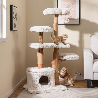GIANTEX Arbre Chat 135 cm, 5 Niveaux, Sisal, Fleur, Condo, Balle