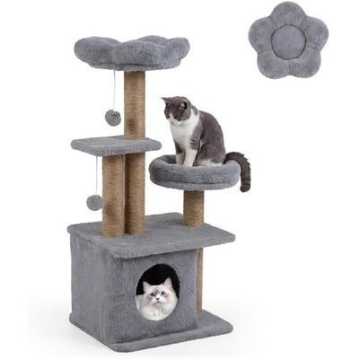 GIANTEX Arbre Chat 96 cm 5 Niveaux, Fleur, Nichoir, 3 Sisal, Pompons, Balle