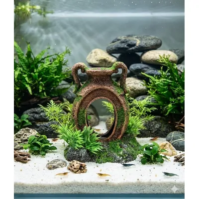 Décoration aquarium amphore cachette poisson avec prise pompe a air