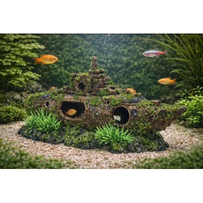 Décoration aquarium sous-marin épave cachettes poissons