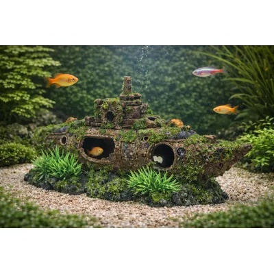 Décoration aquarium sous-marin épave cachettes poissons