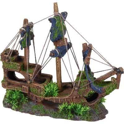 Décoration aquarium grande épave de navire cachettes poissons